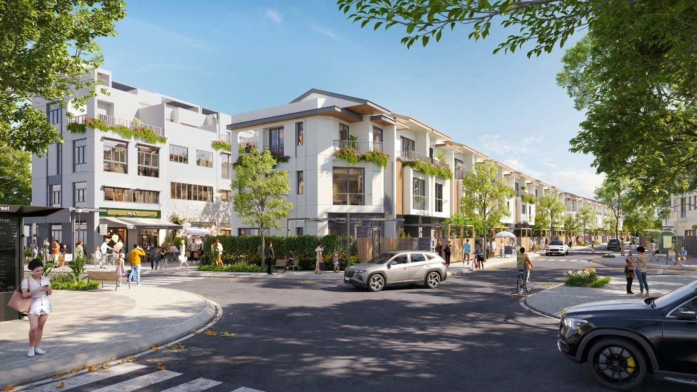 Hình phối cảnh tuyến nhà phố 2 mặt tiền tại LA Sol