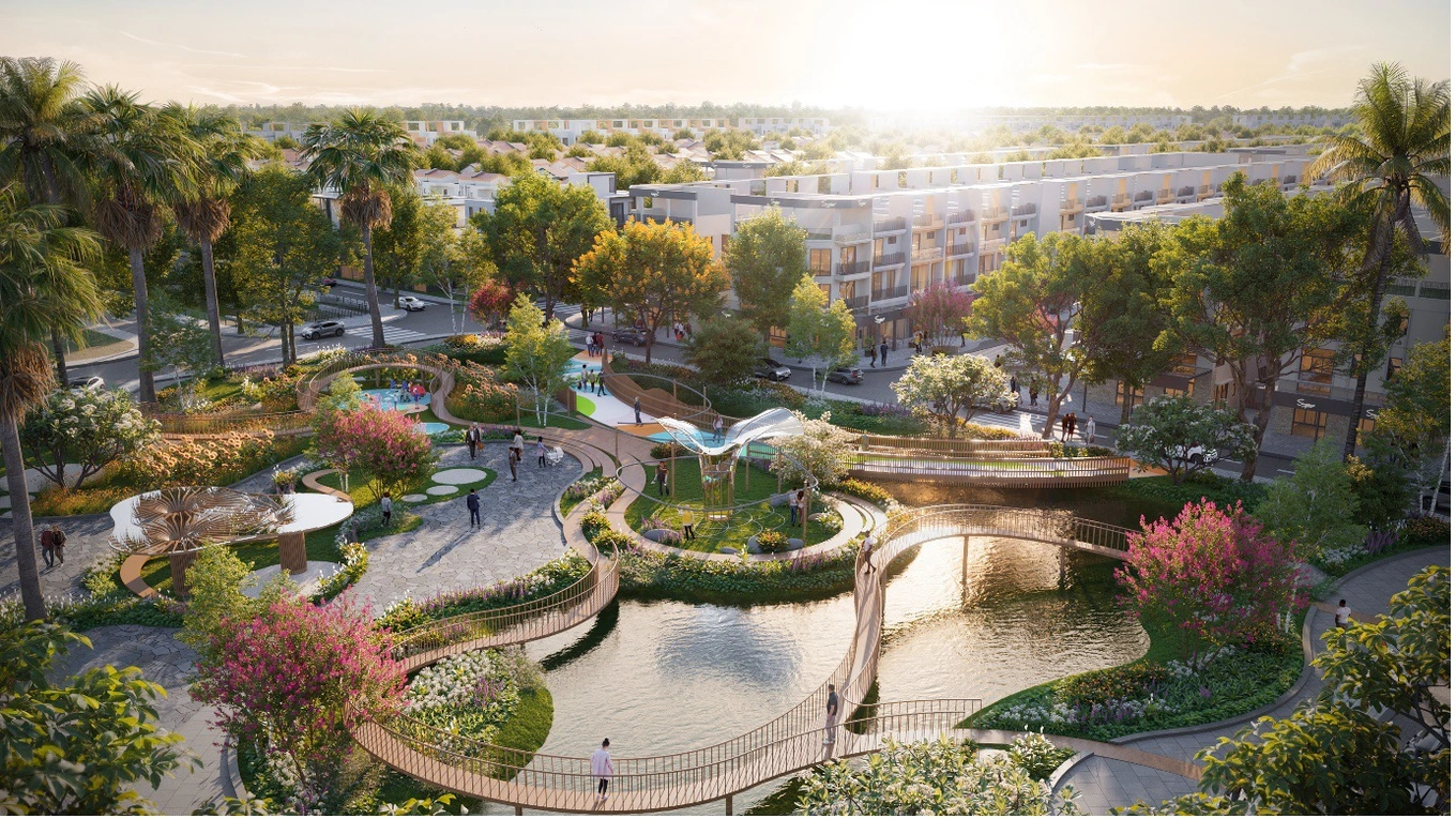 Công viên trung tâm 2ha, lá phổi xanh của khu đô thị sinh thái LA Home.